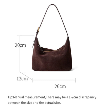 Winter Women's Natural Suede Leather Crossbody Bag Female Casual Versatile Shoulder Handbag Ladies Classic Cowhide Underarm Bags