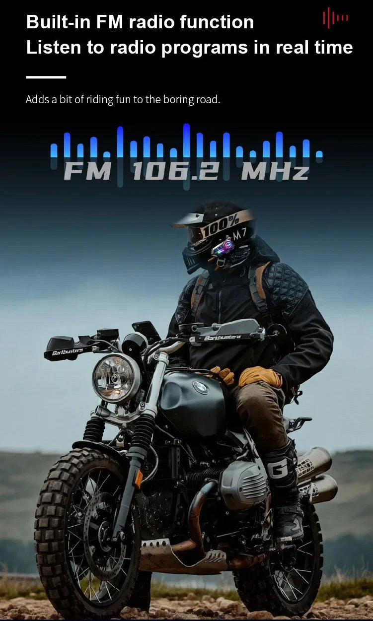 X3 Pro Motorcycle Helmet Bluetooth Headset 2-Riders Intercom 1000M BT6.0 IPX6 Waterproof Voice Assistant NoiseReduction FM Radio