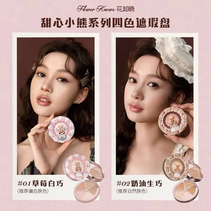 Flower Knows The Sweetie Bear 12 Parts Makeup Gift  Lip Glaze Blush Eye Shadow Concealer set Box