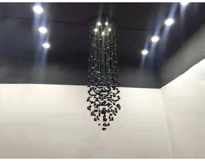 Crystal Stone Hanging Lamp Large Luxury Led Chandelier Staircase Living Room Light Fixture Long Hallway Lobby Indoor Home Lustre