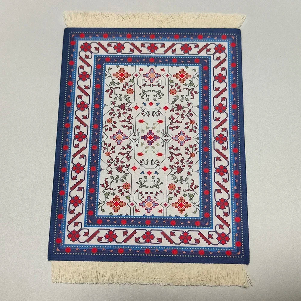 Woven flower Persian carpet small coaster wholesale merchants cheap mouse pad desk mat retro style rubber non-slip computer mats