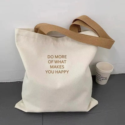 Trendy Canvas Tote Bag High Capacity Eco Reusable Bag Shopper Bags Girl Power Shoulder Strap Underarm Bags for Ladies