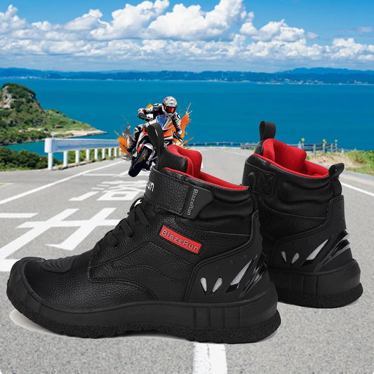 New Motorcycle Boots Men Leather Motos Breathable Anti Slip Wear-resistant Riders Boots Motorbike Racing Ankle Length Shoes