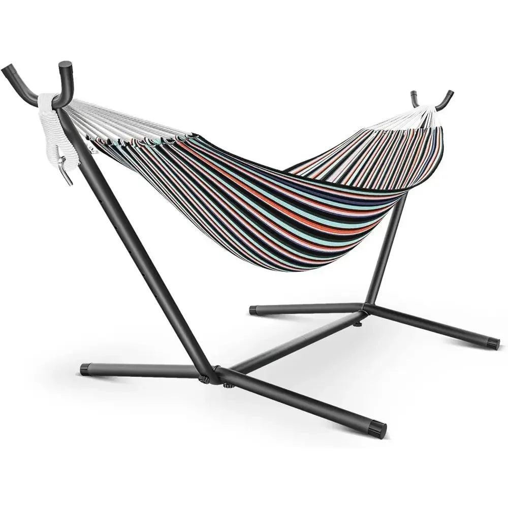 Portable 600lbs Capacity Outdoor Hammock with Stand and Carrying Bag for Two, Easy Setup
