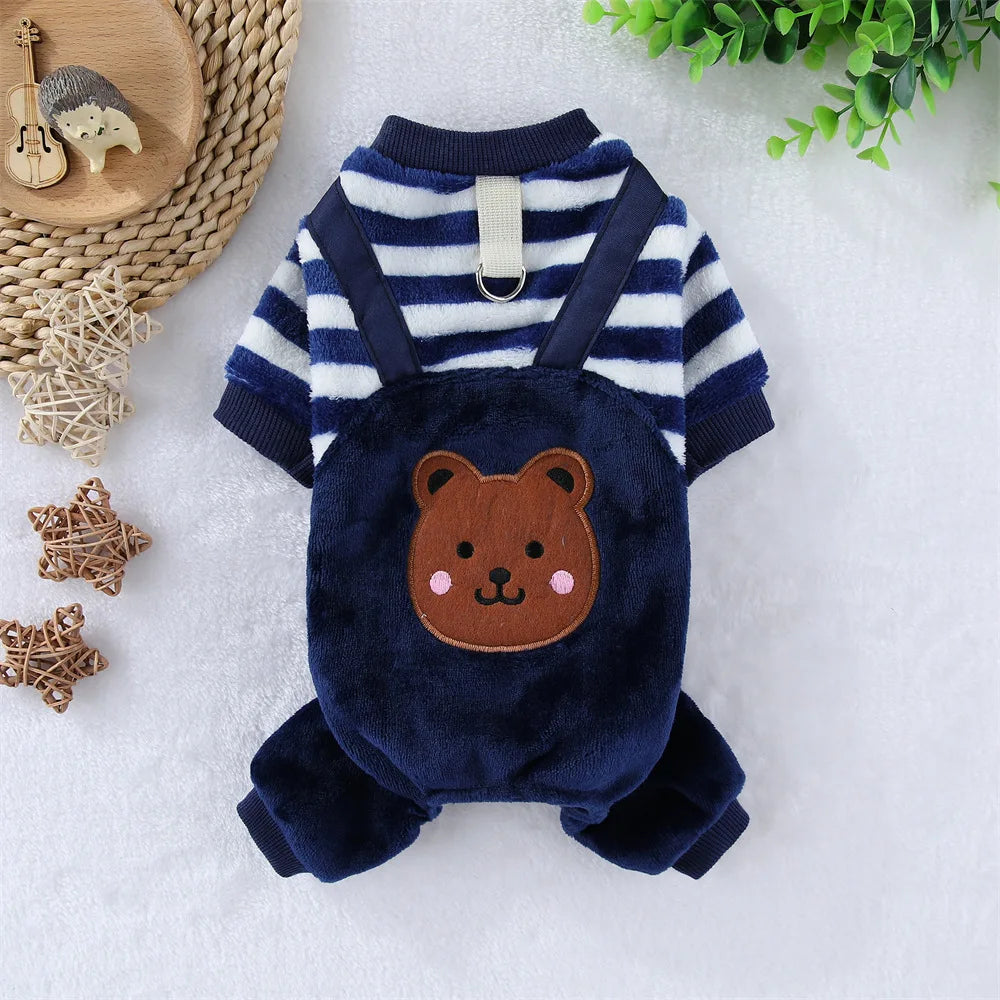 Autumn Winter Pet Dog Soft Fleece Clothes Warm Jumpsuit Coat for Small Medium Large Dog Cat Puppy Jacket Sweater with Leash Ring