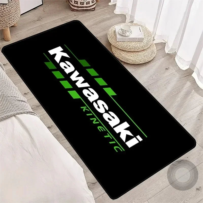 Kawasaki Motorcycle Carpet Garage Mat Racing Cool Moto Display Motorcycle Display Mat Kawasaki Anti-slip Floor Decoration Rug
