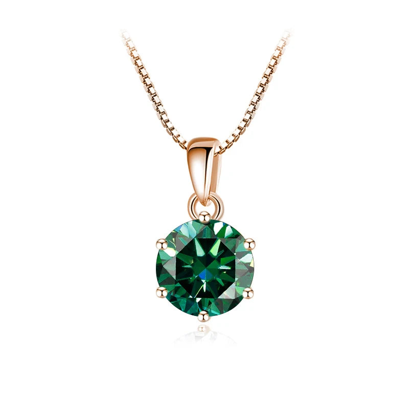 Butterflykiss 6.5mm 1.0 Carat D Moissanite Necklaces Rose Gold Plated Pendant Original Real S925 Silver Chain Jewelry For Women