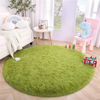 Round Fluffy Soft Area Rugs for Kids Room Princess Castle Plush Shaggy Carpet Cute Circle Nursery Rug Home Decor Circular Carpet