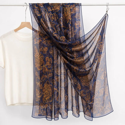 130*180cm Fashion Spring Summer Women Floral Printing Beach Silk Scarf Shawls Female Long Wraps Beach Sunscreen Hijab Lady