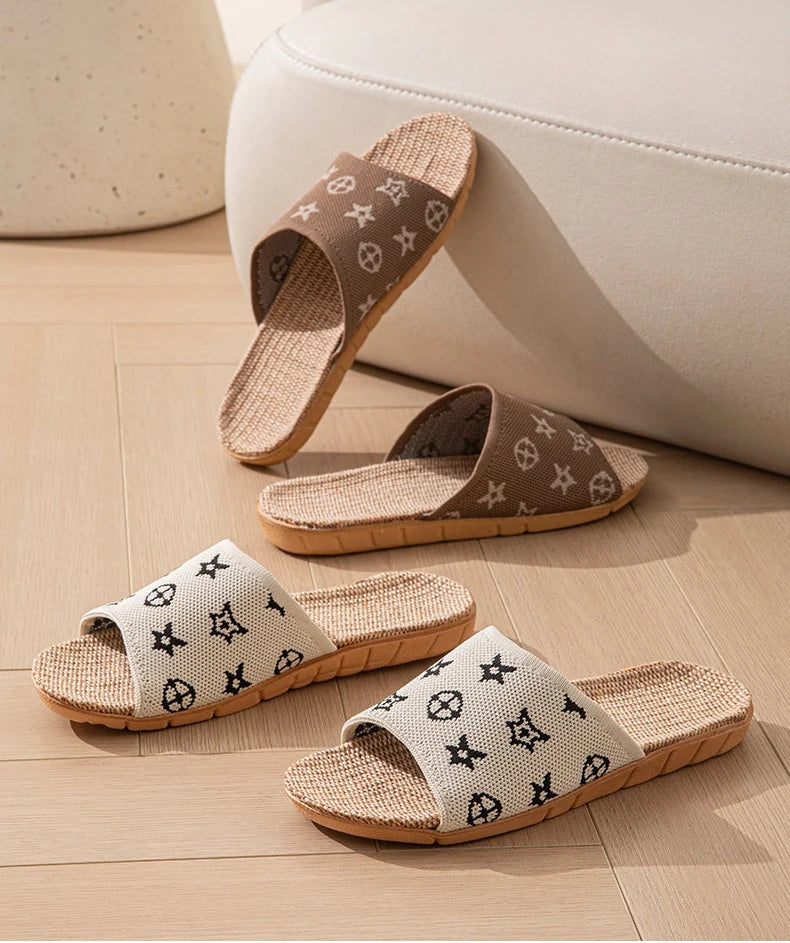 Hemp Women's Slippers Home Spring Summer Luxury Designer Woman Shoes Flats Indoor Elegant Slides Fashion Soft Sole Lightweight