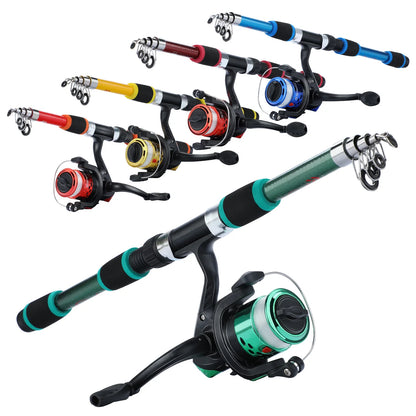 Sougayilang 1.8M Spinning Fishing Rod and Reel Combo 5.2:1 Telescopic Rod with 3BB Fishign Reel Max Drag 5kg Full Fishing Kit