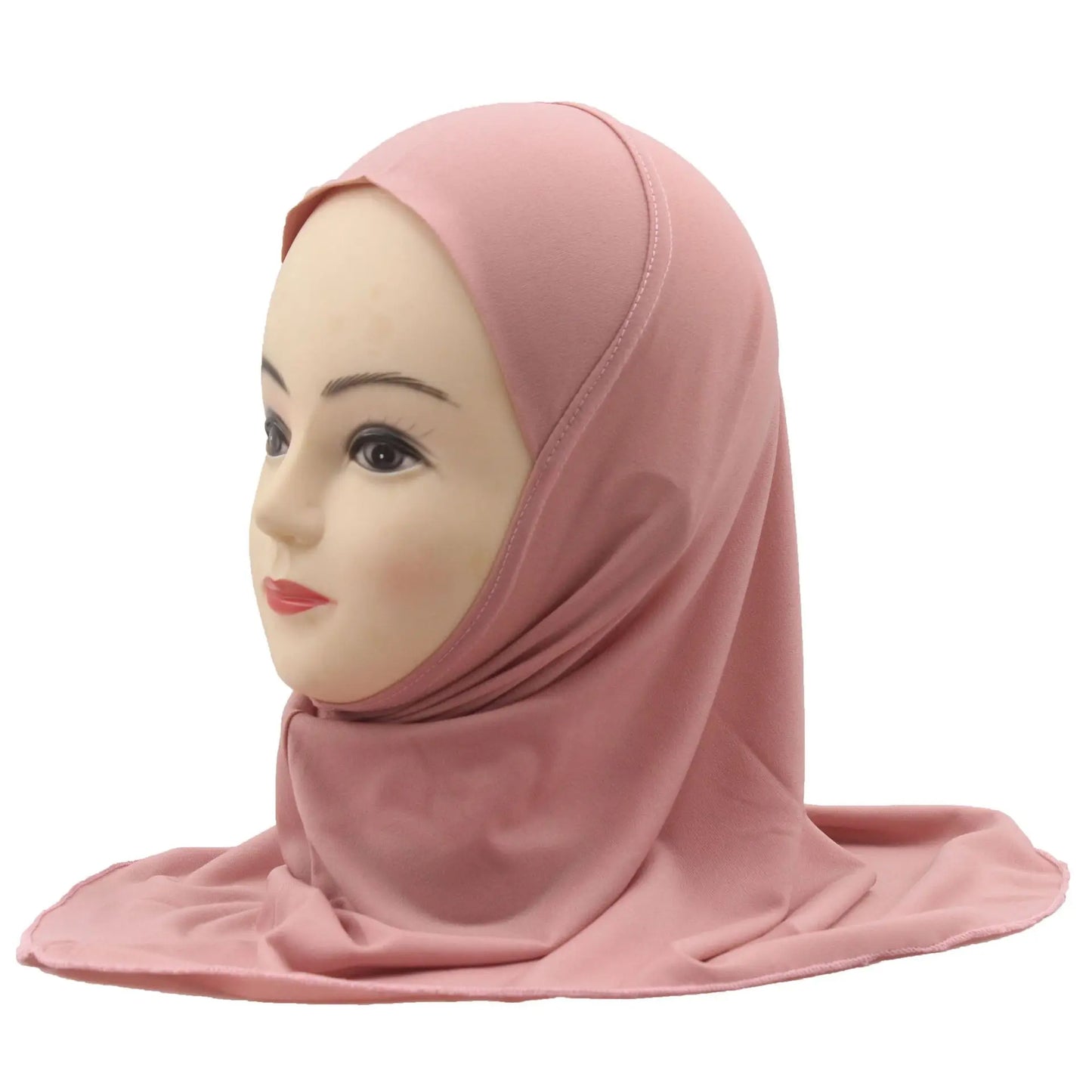 Kids Islamic Hijab Arab Girls Muslim Turban Scarf Shawls Cap Solid Color Fit 2-6 Years Old Children Wear Directly Instant Hijab