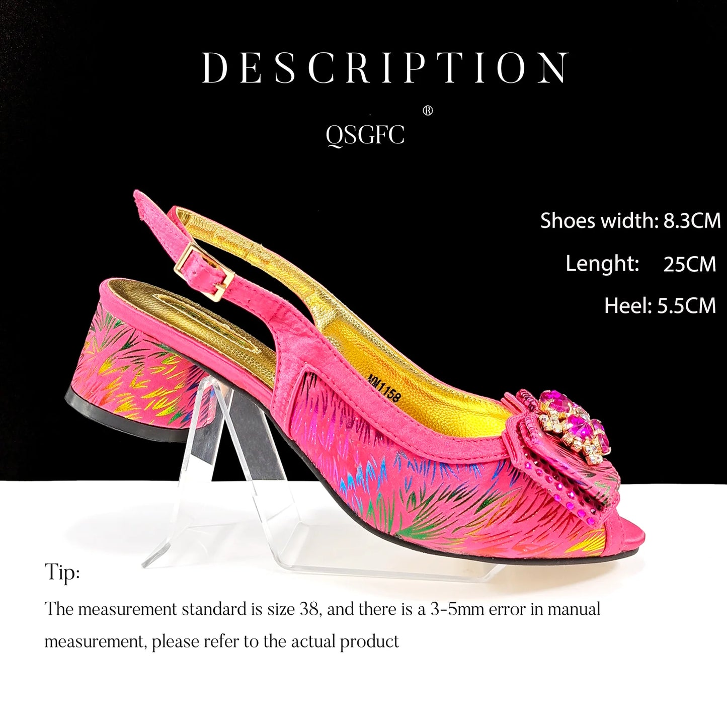 QSGFC New Design Nigerian Style Women Heels Shoes And Elegant Bag Set Color Matching Handbag Wedding Party Women Shoes