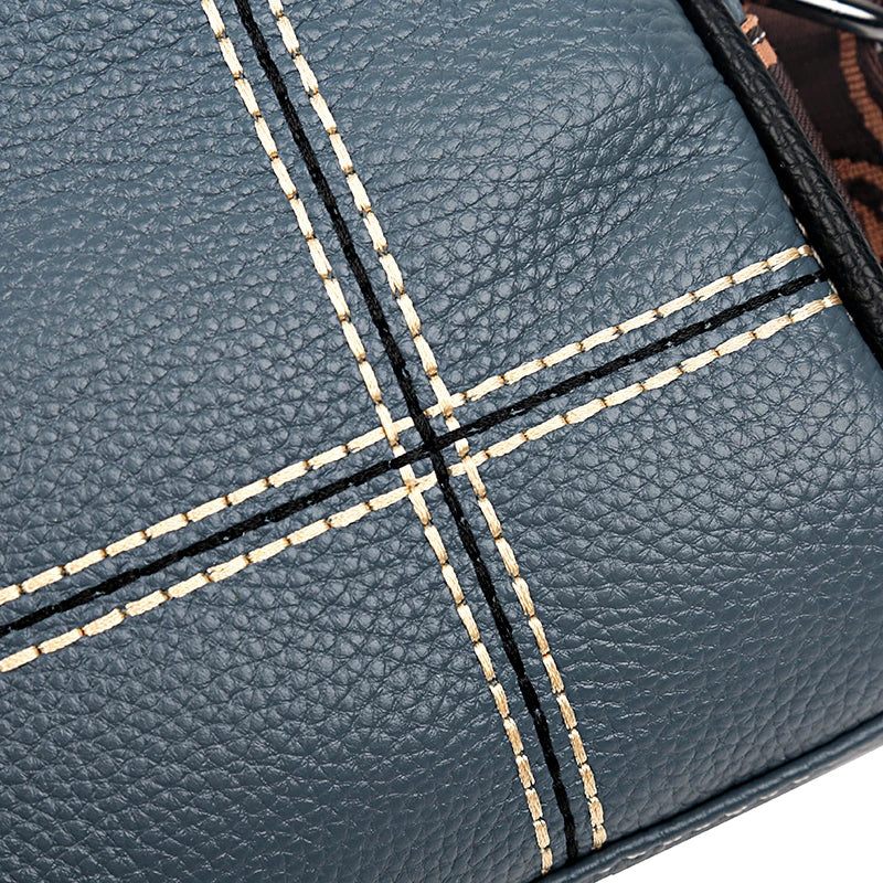 Women Genuine Leather Handbags Luxury Designer 3 Layers Cow Leather Shoulder Crossbody Bags Ladies Large Capacity Messenger Bag
