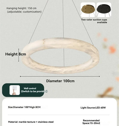 Alabaster Chandelier Spanish Natural Marble Round Hanging Chandeliers For Living Dining Room Loft Bedroom Alabaster Lights