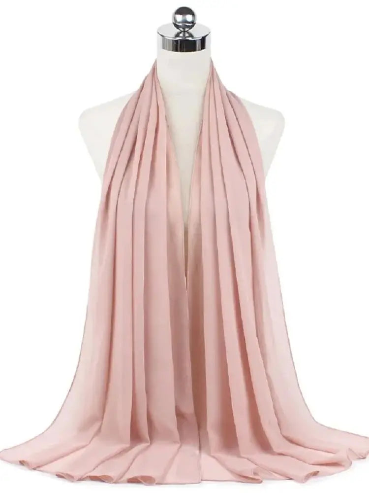 New Fashion Women Solid Chiffon Headscarf Ready To Wear Instant Hijab Scarf Muslim Shawl Islamic Hijabs Arab Wrap Head Scarves