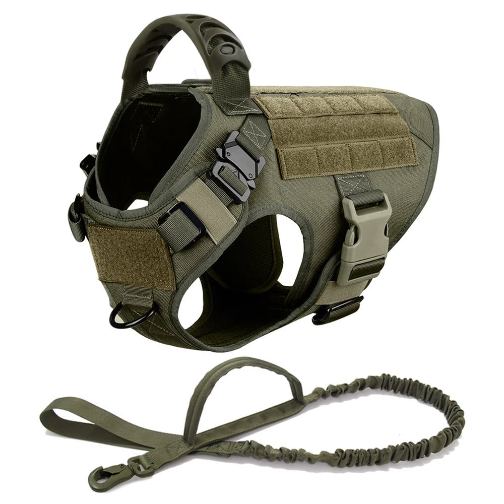 Dog Harness for Large Dogs Leash Collar Molle Pouch Military Harnesses French Bulldog Pet Tactical Training Vest Dog Accessories