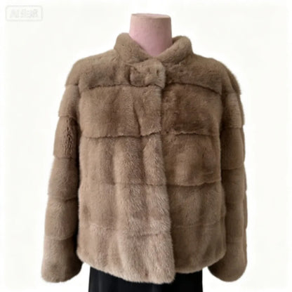 Handmade natural mink fur. Women's short coat