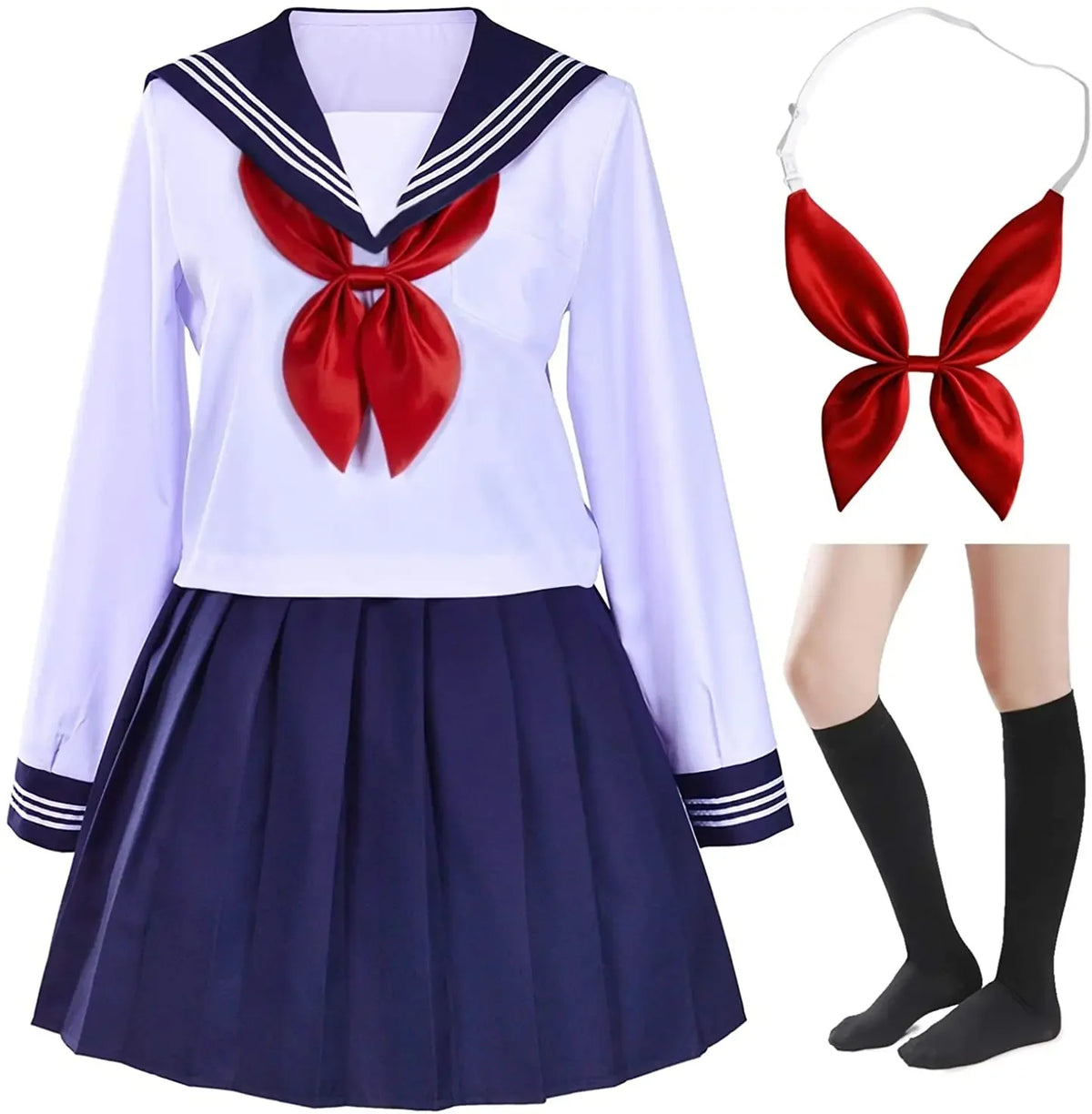 Classic Japanese School Girls Sailor Dress Shirts Uniform Anime Cosplay Costumes with Socks Set
