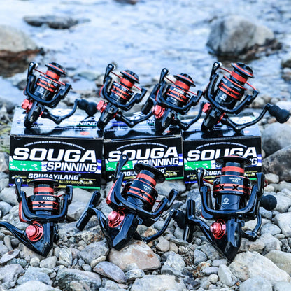Sougayilang Spinning Fishing Reel 1000-7000 Series 5.2:1 Gear Ratio Aluminum Spool Ultra Smooth Reel Max Drag 20kg Fishing Tool