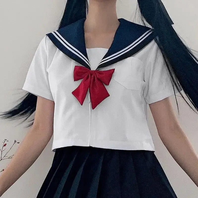 Traditional Versatile JK School Uniform Skirt Japanese Kansai Collar Two-piece Sailor Uniform Academic Style Graduation Outfit