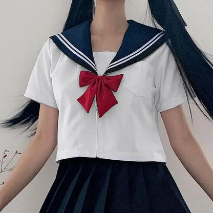 Traditional Versatile JK School Uniform Skirt Japanese Kansai Collar Two-piece Sailor Uniform Academic Style Graduation Outfit