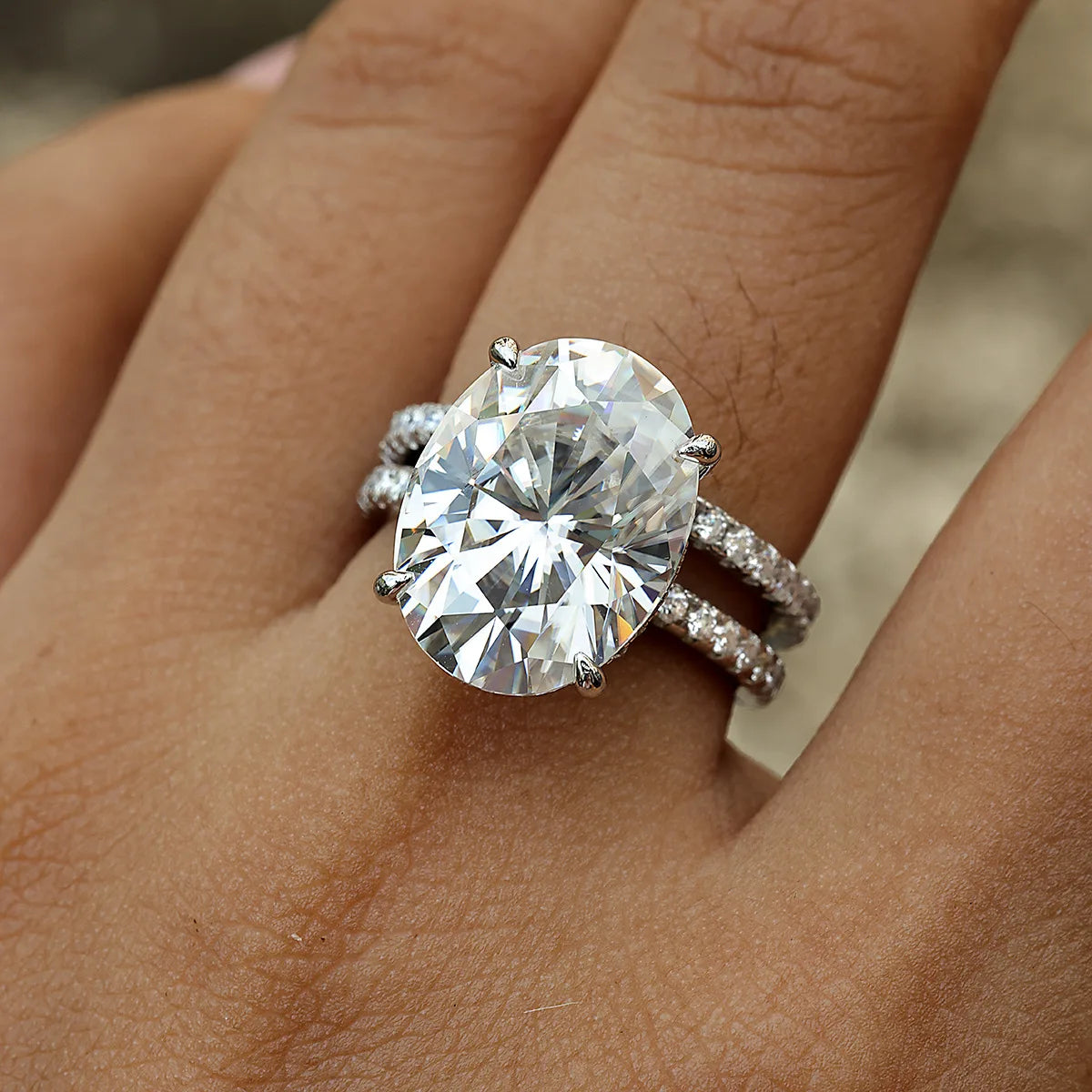 COSYA 10CT 13*15mm Oval Cut Moissanite Ring Set 100% 925 Silver D Color VVS Lab Diamond Wedding Band Luxury Fine Jewelry Gift
