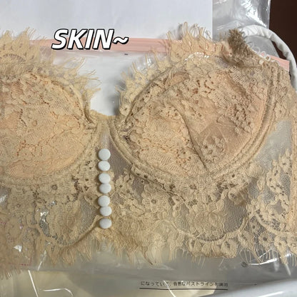 Sexy lace French new strappy bra, backless underwear, women's retro thin vest bra