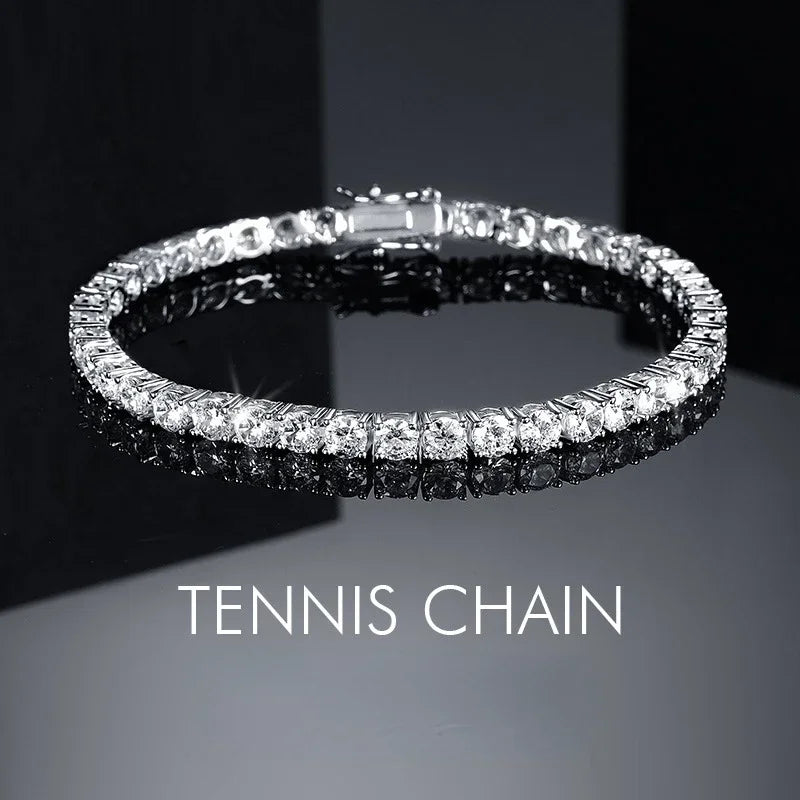 Luxury Hiphop IED Out 3mm 4mm 5mmTennis Bracelet Full Diamond 925 Silver Plated Wedding Party Jewelry Bracelets for Women Man