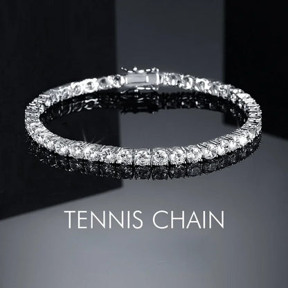 Luxury Hiphop IED Out 3mm 4mm 5mmTennis Bracelet Full Diamond 925 Silver Plated Wedding Party Jewelry Bracelets for Women Man