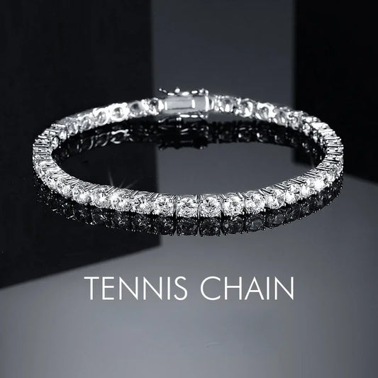Luxury Hiphop IED Out 3mm 4mm 5mmTennis Bracelet Full Diamond 925 Silver Plated Wedding Party Jewelry Bracelets for Women Man