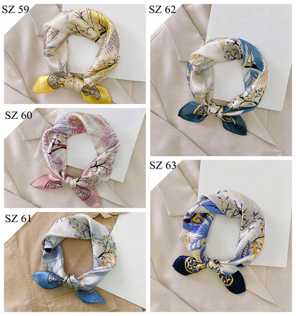 Silk Scarf For Bag Lady Neck Tie 100% Silk Scarf Luxury Brand Print Flower Stripe Plaid Dot Bandana Hair Tie Handkerchief Gifts