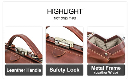 CONTACT'S Genuine Leather Top Handle Bags for Women Sling Shoulder Bags Tote Bag Handbags Metal Frame Female Bags Ladies Fashion
