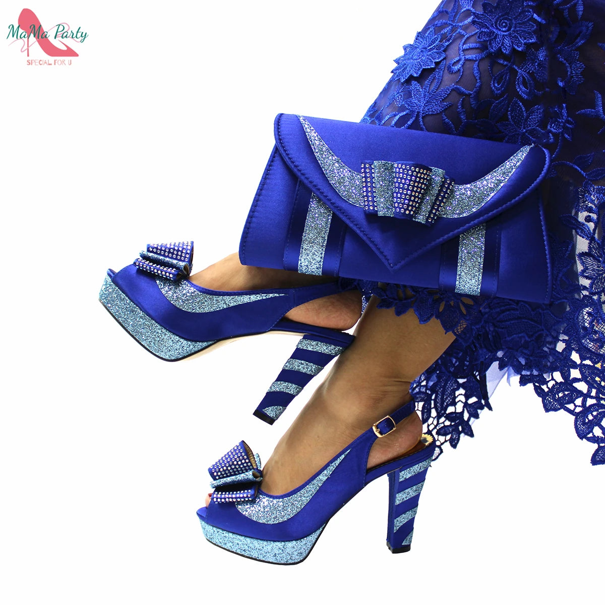 2021 Specials Design Black Color Nigerian Women Shoes and Bag Set High Quality Slingback Sandals with Appliques for Wedding