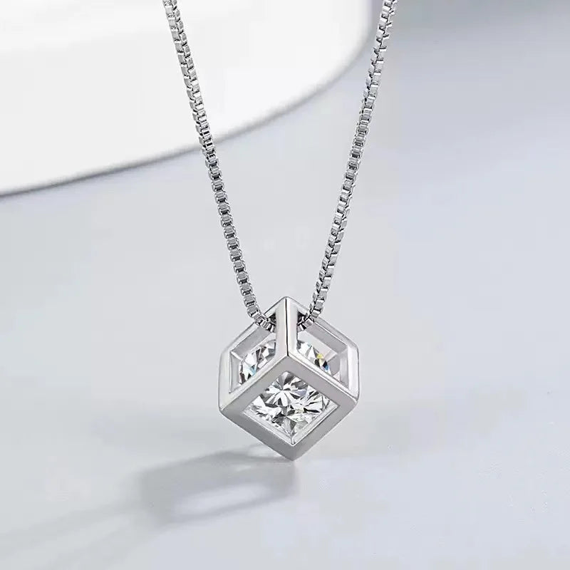 925 Silver Necklace For Women Zircom With White Gold Plated Lab Diamond Sterling  Silver Jewelry Wedding Pendant