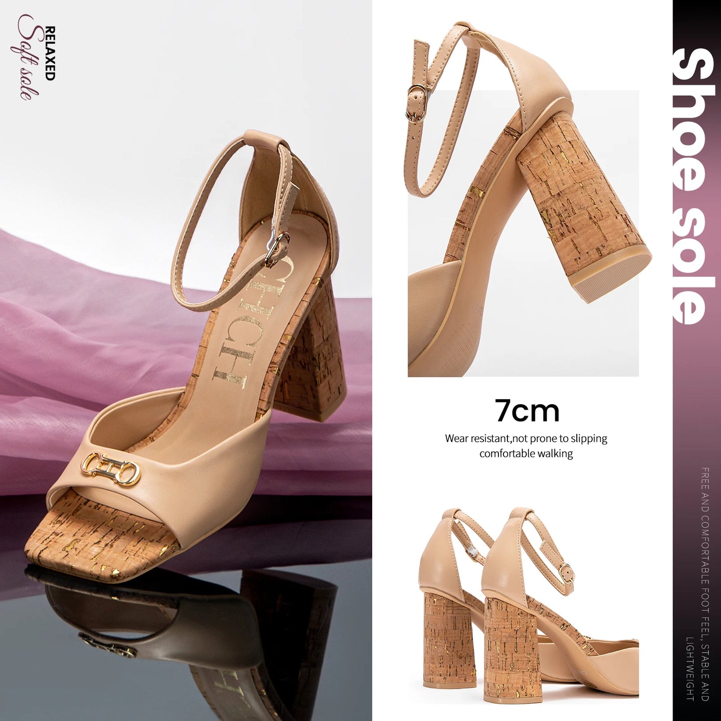 2024 Fashion High Heels Women's Luxury Design Sandals Metallic Flower Square Toe Fine Heel Party Dress Shoes High Heels