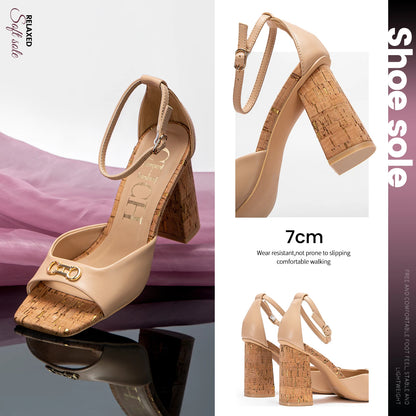 2024 Fashion High Heels Women's Luxury Design Sandals Metallic Flower Square Toe Fine Heel Party Dress Shoes High Heels