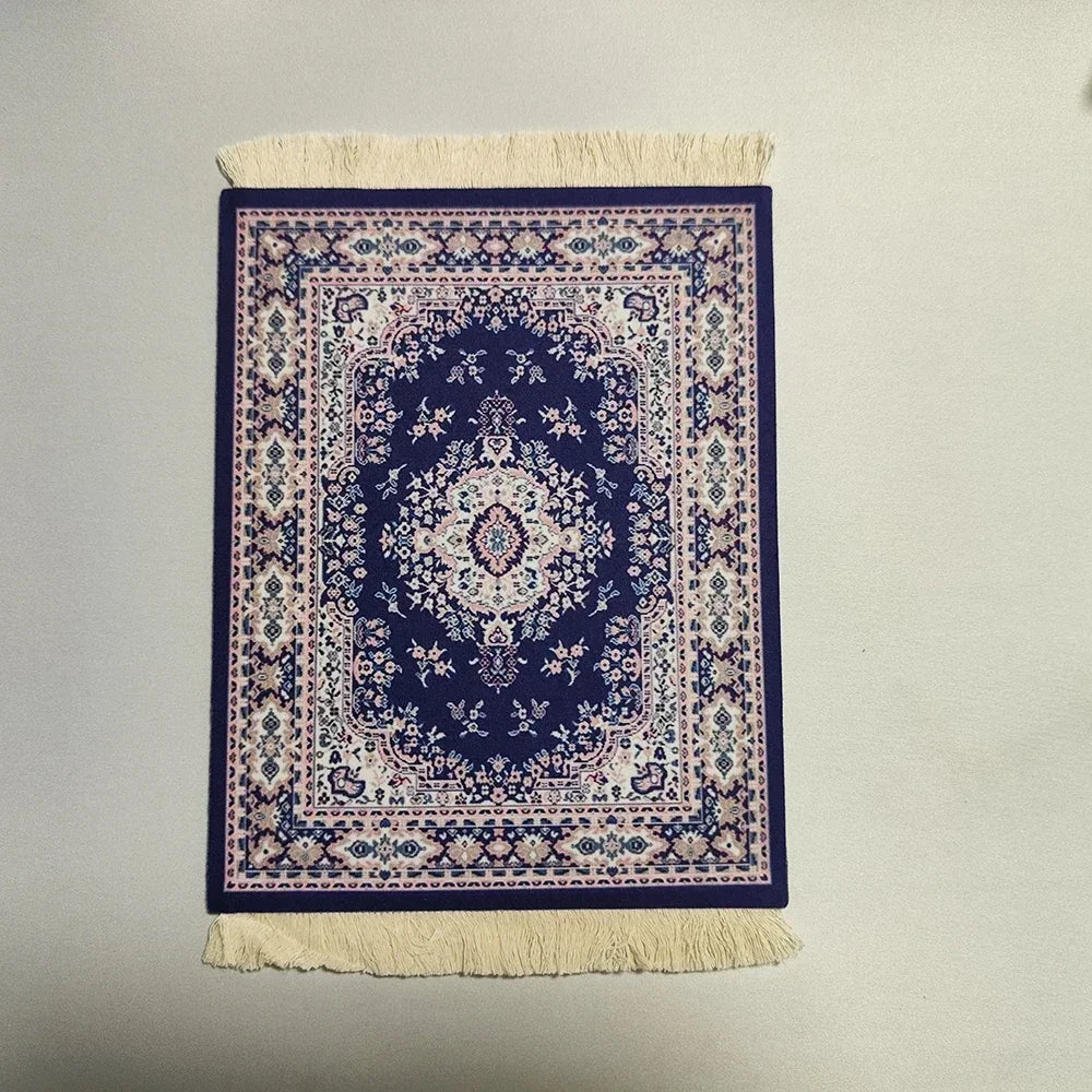 Woven flower Persian carpet small coaster wholesale merchants cheap mouse pad desk mat retro style rubber non-slip computer mats