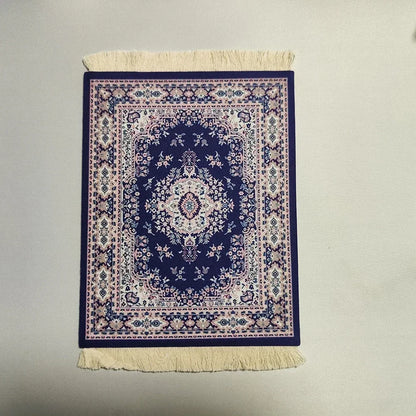 Woven flower Persian carpet small coaster wholesale merchants cheap mouse pad desk mat retro style rubber non-slip computer mats