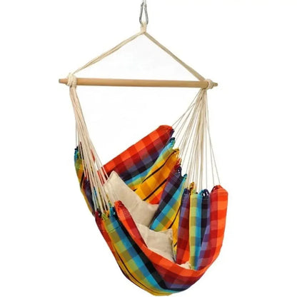 Brazilian-Made Rainbow Hammock Chair: Cotton-Polyester Blend, Suitable for Indoor and Outdoor Use, Supports Up to 240lbs