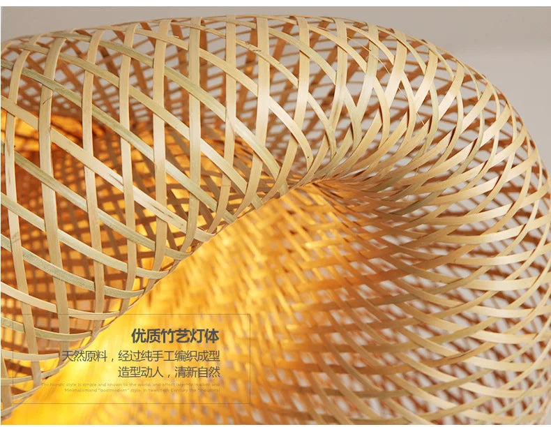Newest Bamboo Pendant Lamp Ceiling Lights Rattan Wicker Lustre Hand Knit Braiding Suspended Home Dining Braided Indoor Decor Hot