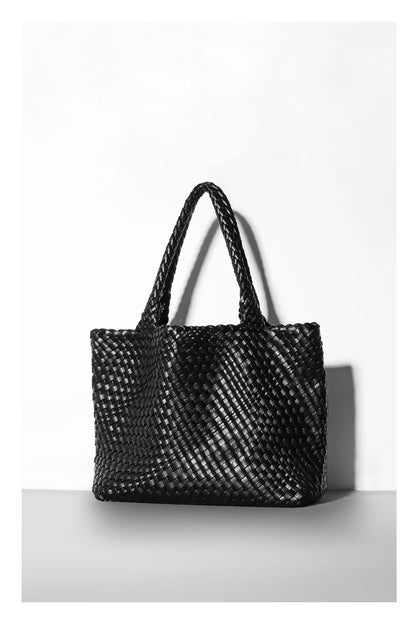 Large-Capacity Designer Knitting Fashion PU Leather Women's Shoulder Bag Handbags for Beach Travel Single-Shoulder Ladies Bag