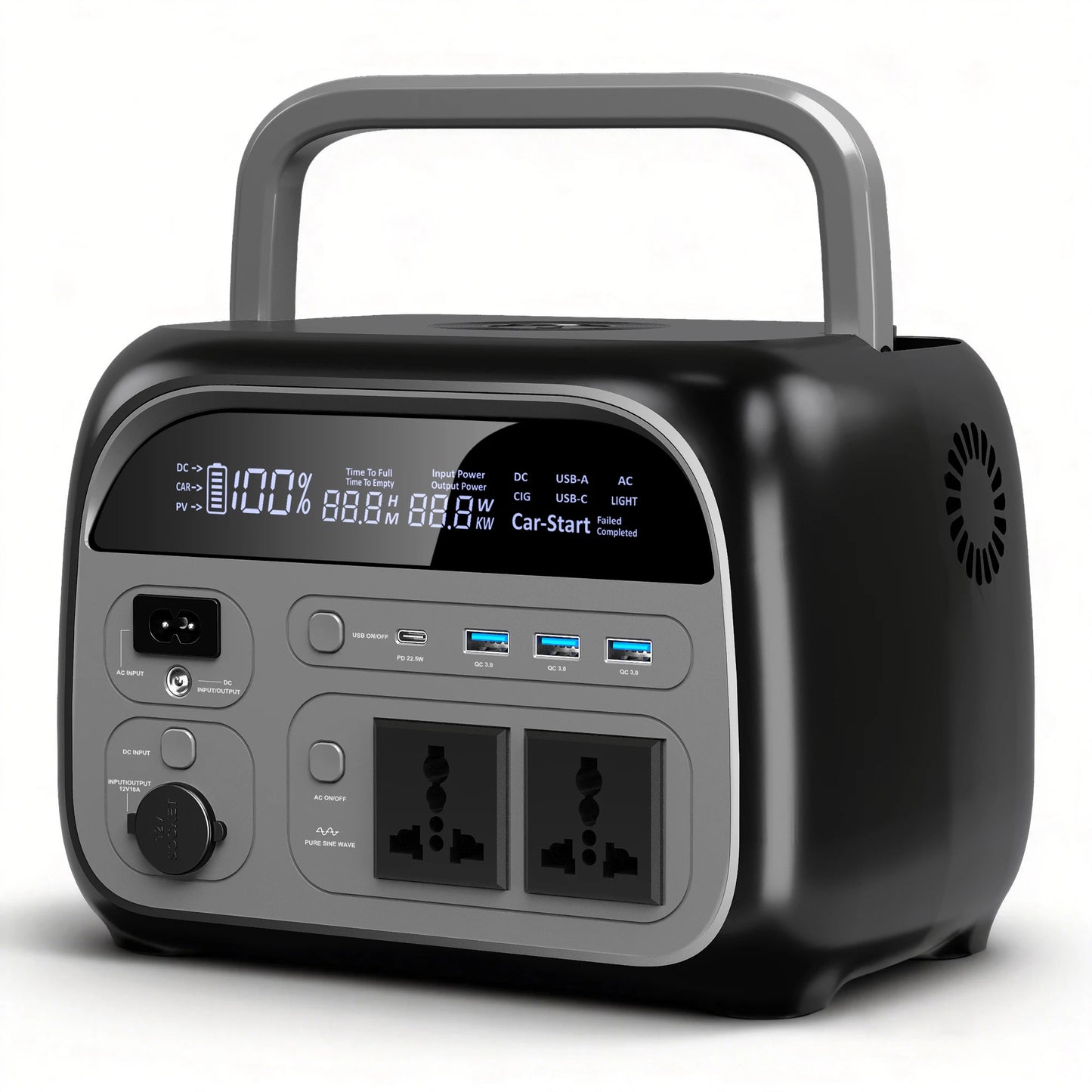 CTOLITY 2400W Power Station With 200W Solar Panel 20.5V USB TYPE-C Portable Power Bank 1024Wh Lifepo4 Battery Charging Station