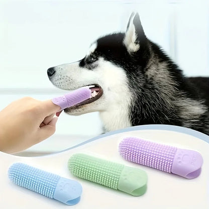 Soft Silicone Dog Toothbrush 360° Finger Toothbrush for Dogs Cats Durable Pet Finger Brush Tooth Cleaning Tool for All Breeds