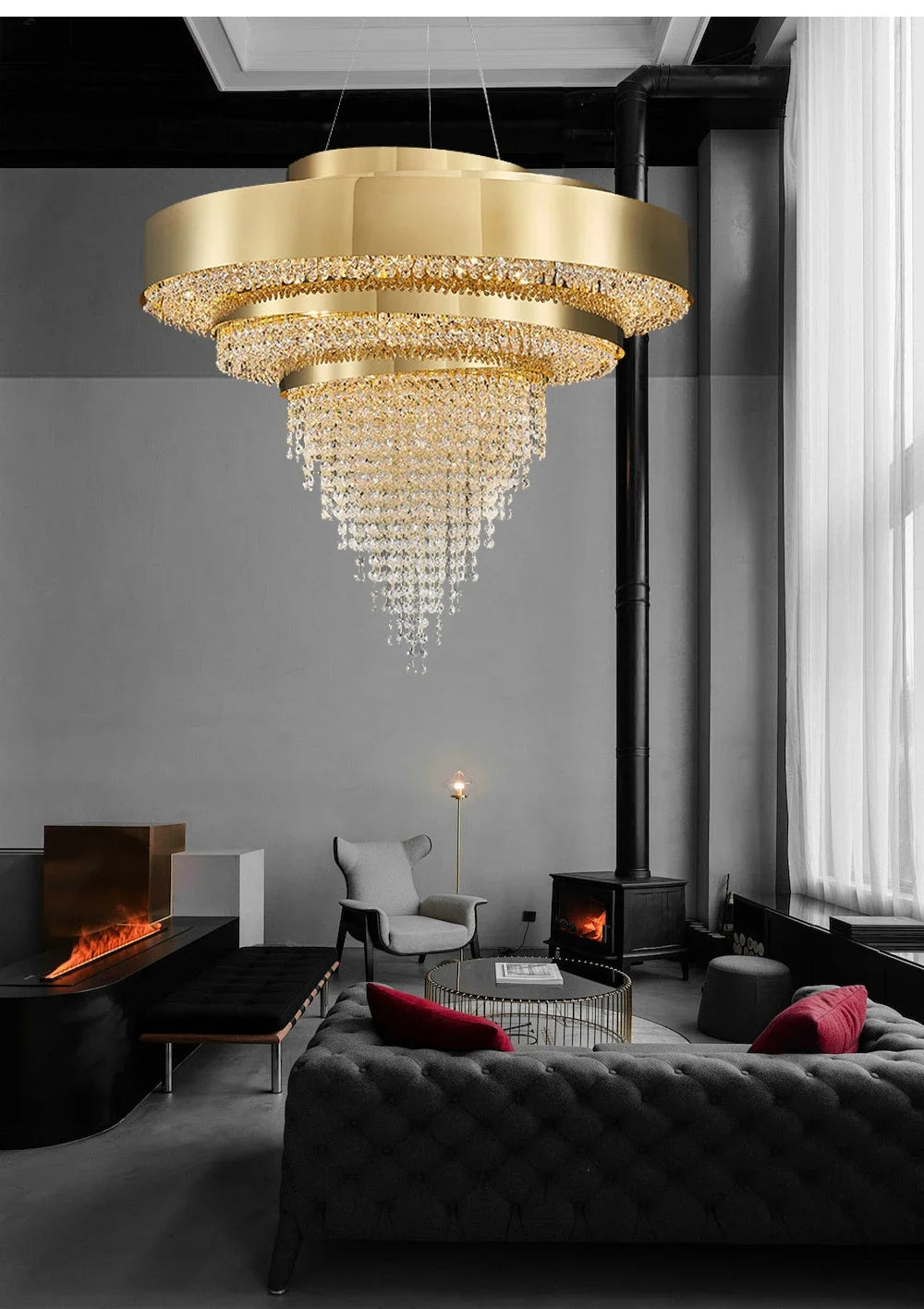 Luxury Crystal LED Hanging Chandeliers Italian Design Modern Pendant Lights Living Dining Room Home Restaurant Lighting Fixtures