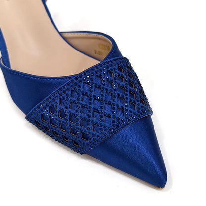 Nigerian Women Heel Party Ladies Italian Design Shoes And Bags Set Decorated with Rhinestone Handbag Wedding Party