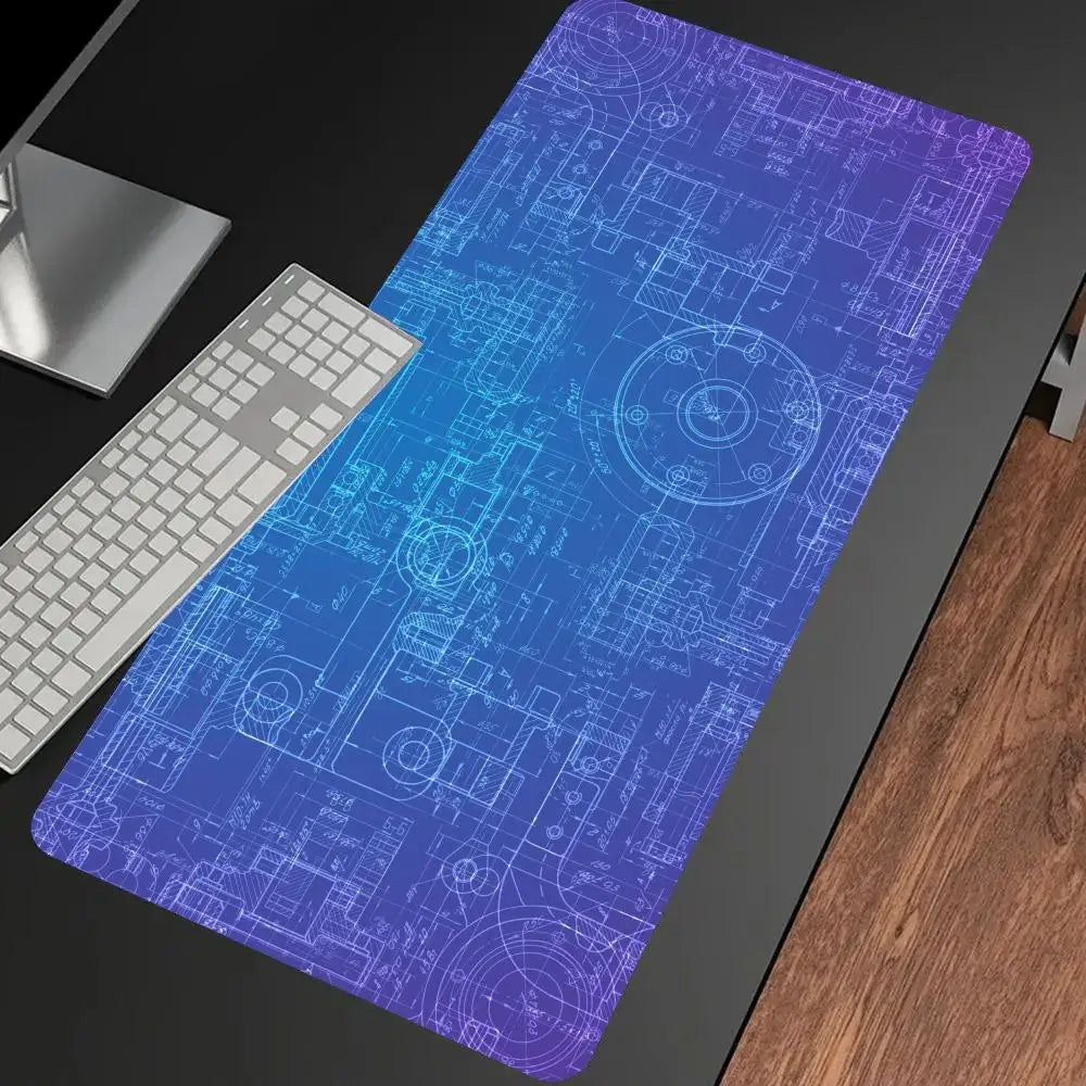 Mechanical Drawing Mouse Pad Gaming Accessory Large HD Mousepad XXL MousePad Natural Rubber Carpet Non-Slip Table Mat Office Rug