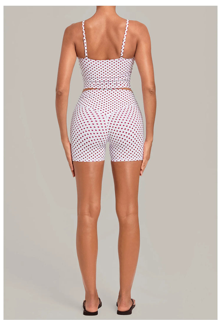 2PCS Stripes And Polka Dots Yoga Suit Women Tracksuits Sports Outfits Gym Clothes Breathable Sports Bra Fitness Flared Pants Set