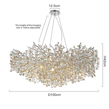 Chrome Crystal Branch Chandelier Light For Dining Living Room Kitchen Bedroom Round Crystal Ceiling Chandelier Peandant Lights