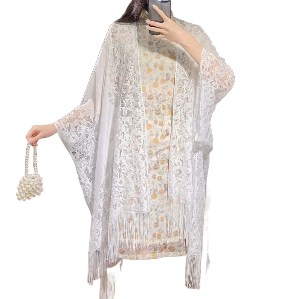 Ethnic Style Chinese Dress Shawl Elegant Design Versatile Use Long Fringed Scarf Warm Material Fringed Edge Velvet Scarf